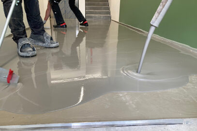 Støbning af gulv på Brokvarteret